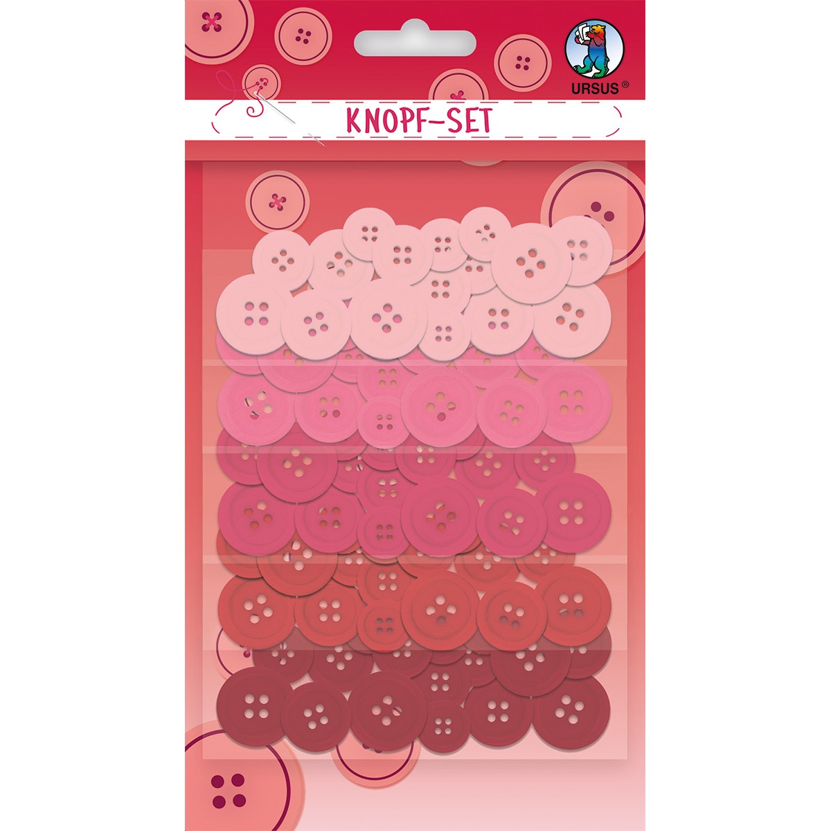 KnopfSet, 80 Knöpfe in 5 Farben, 4 Größen
