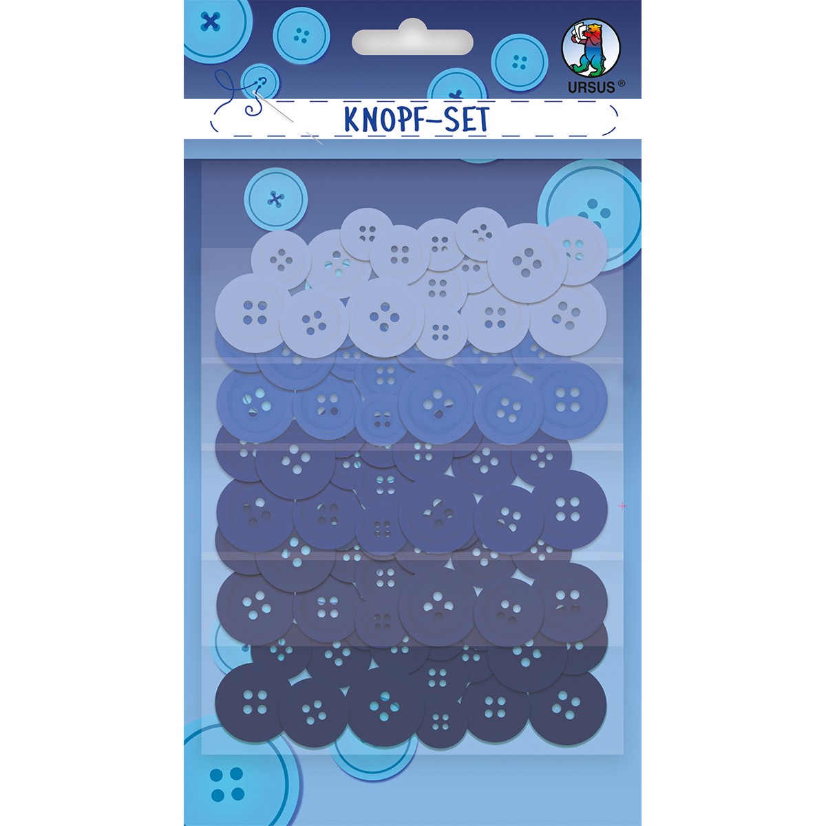 KnopfSet, 80 Knöpfe in 5 Farben, 4 Größen