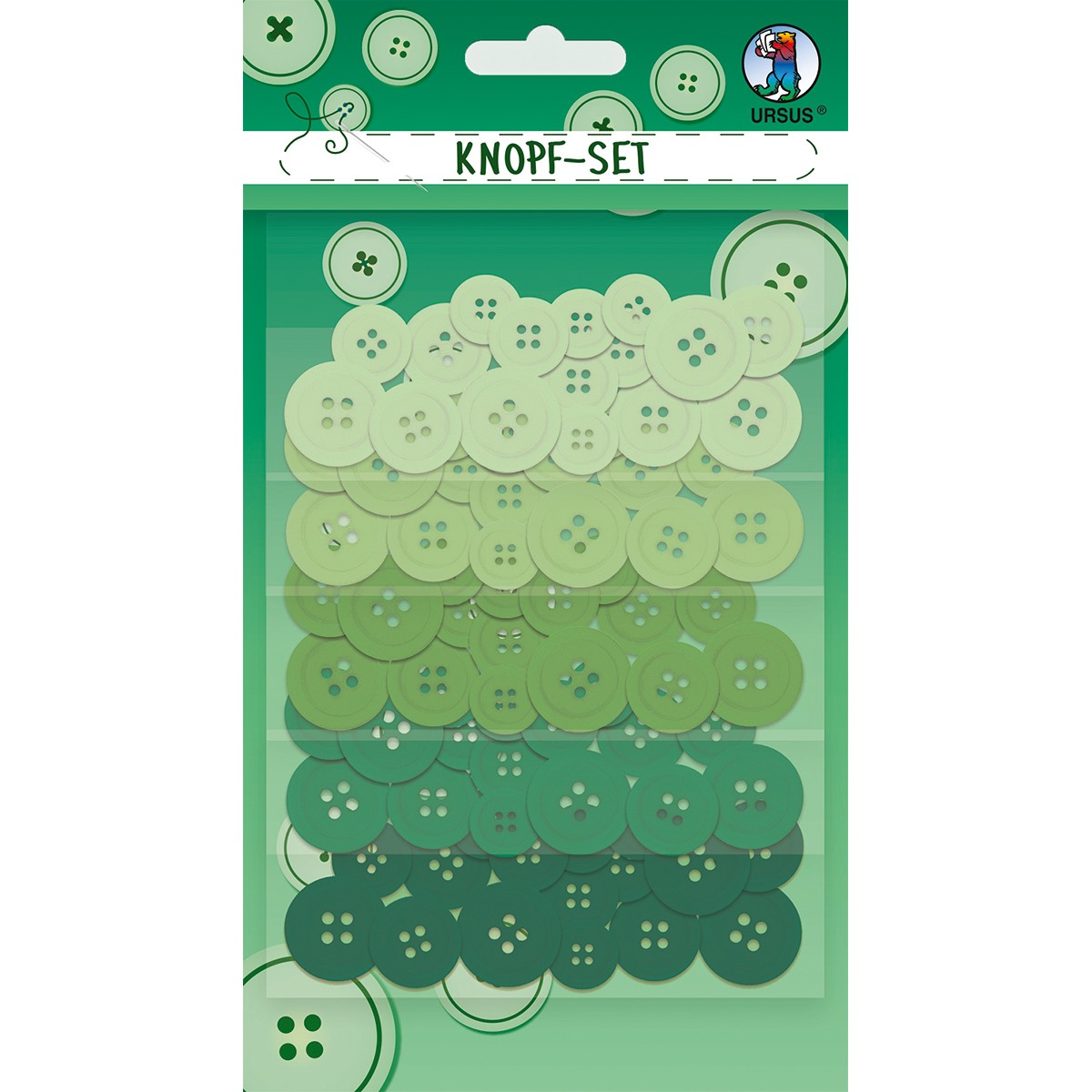 KnopfSet, 80 Knöpfe in 5 Farben, 4 Größen