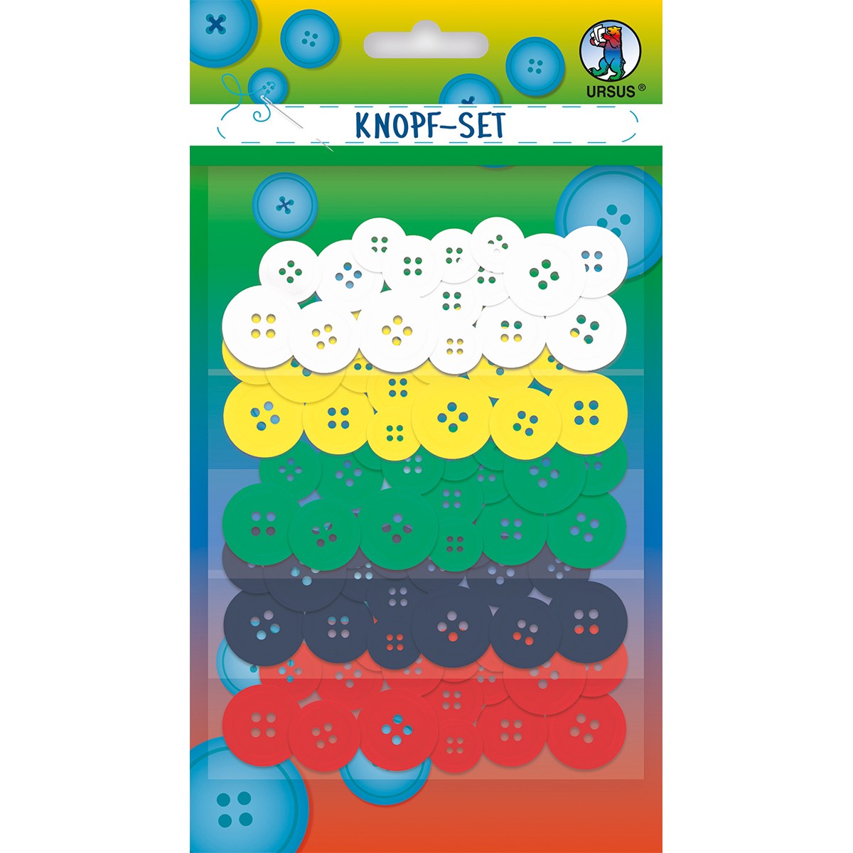 KnopfSet, 80 Knöpfe in 5 Farben, 4 Größen