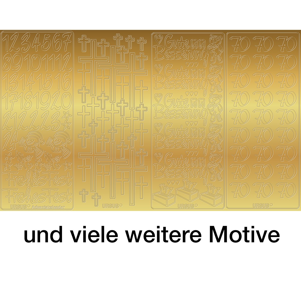 Kreativ Sticker, 10 x 23 cm, 5 Blatt, gold, verschiedene Motive