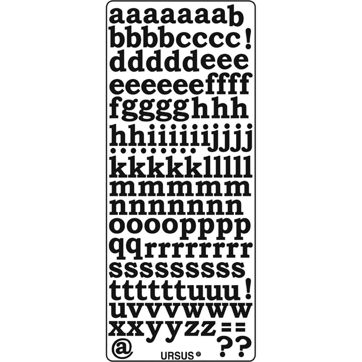 Klebesticker Buchstaben & Zahlen, schwarz, 23 x 10 cm, 5 Bogen