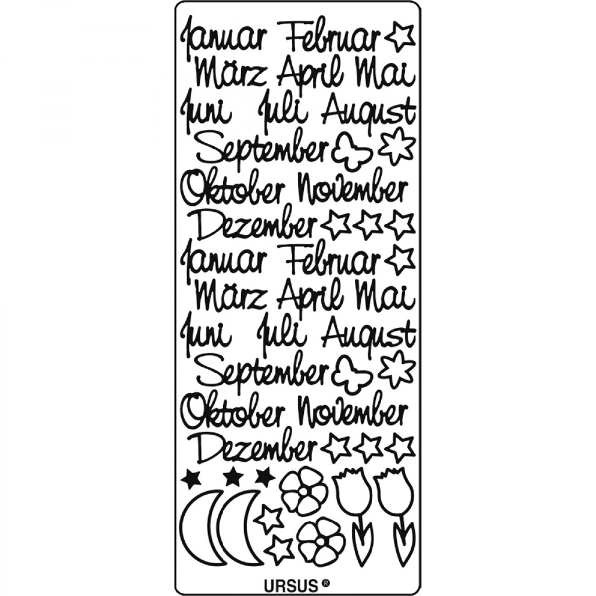Kreativ Sticker "Monatsnamen" silber