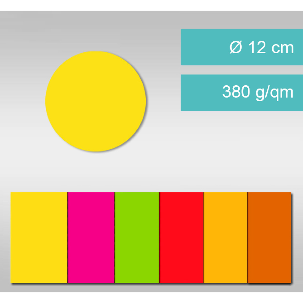 Kreise aus Leuchtfarbenkarton ⌀ 12 cm - 25 Stück