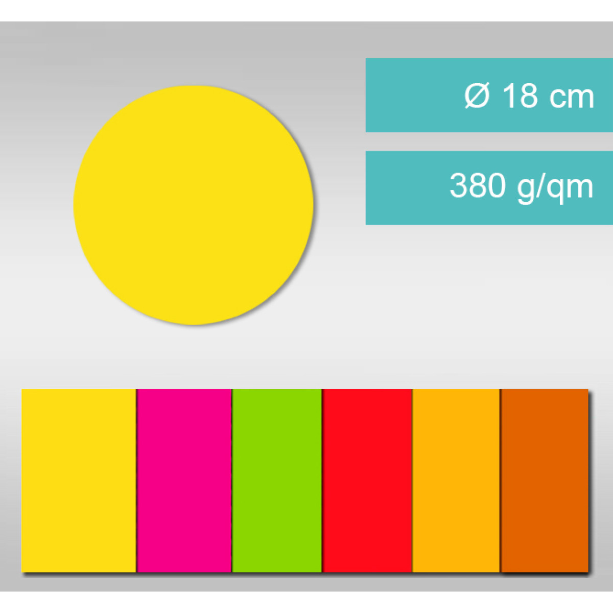 Kreise aus Leuchtfarbenkarton ⌀ 18 cm - 25 Stück