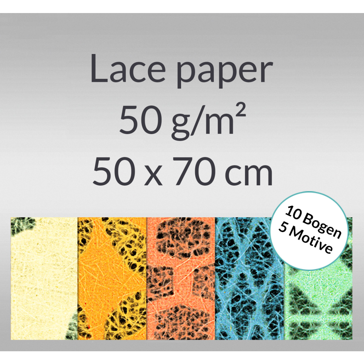 Lace paper 50 g/qm 50 x 70 cm sortiert - 10 Bogen sortiert