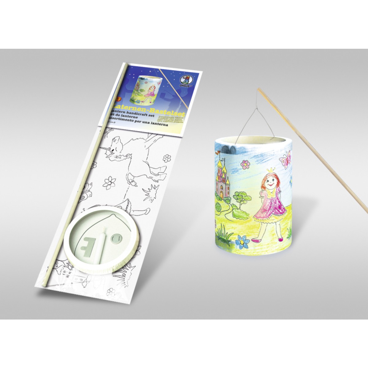 Laternen-Bastelset 13 mit Transparentpapier zum Ausmalen "Prinzessin"