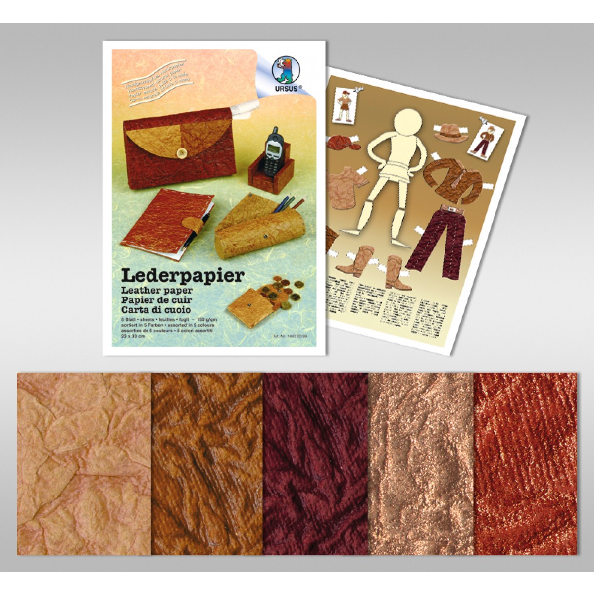 Lederpapier 250 g/qm 50 x 70 cm - 5 Bogen