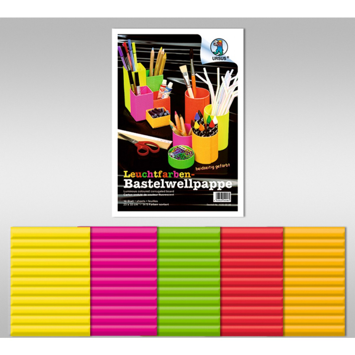 Leuchtfarben-Bastelwellpappe 260 g/qm 50 x 70 cm - 10 Blatt