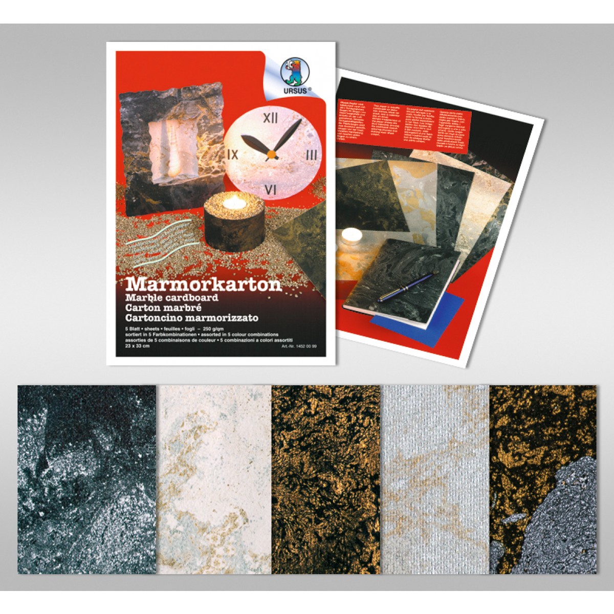 Marmorkarton 250 g/qm 50 x 70 cm - 5 Bogen