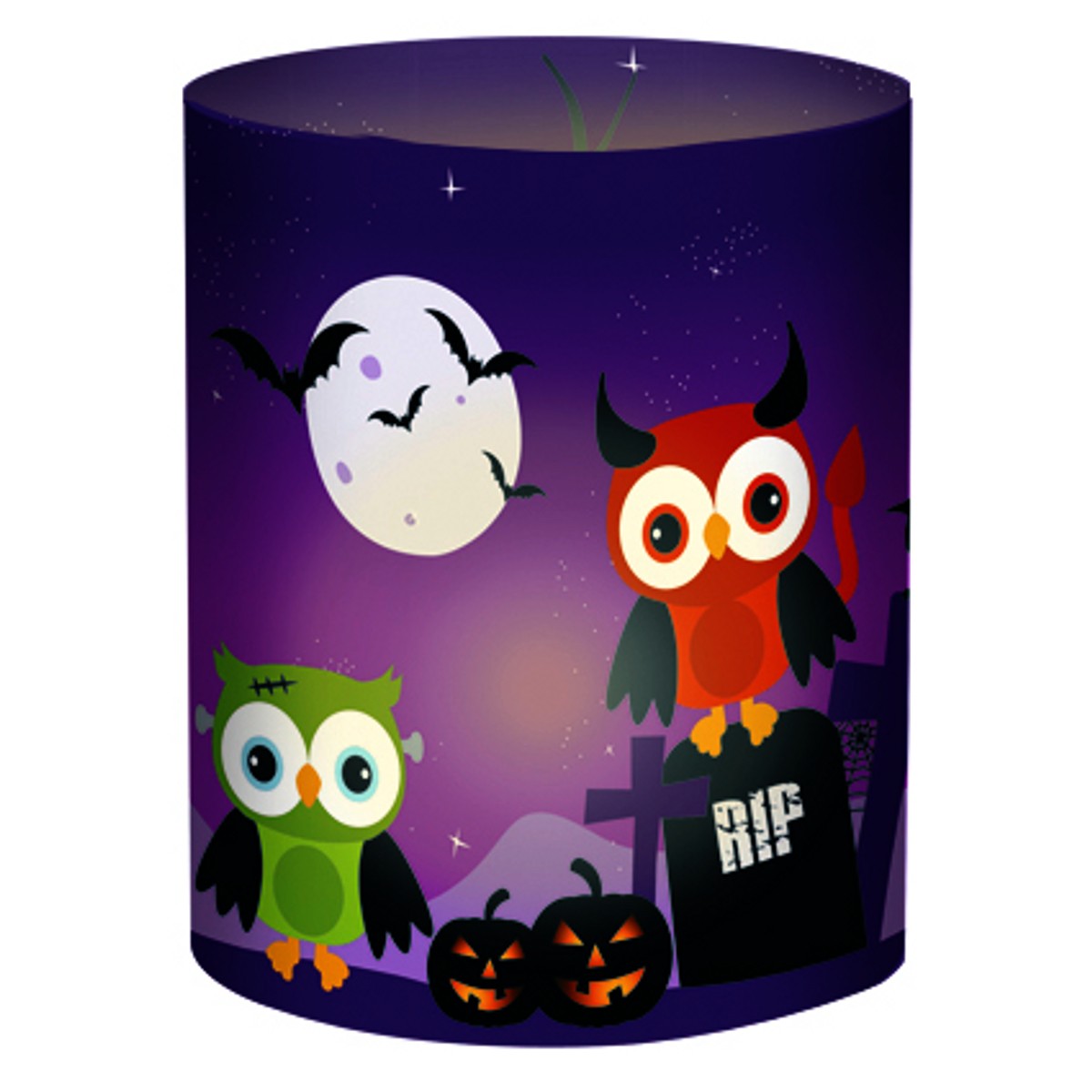 Mini-Tischlichter &amp;quot;Ambiente&amp;quot; Halloween Eulen lila - Motiv 114