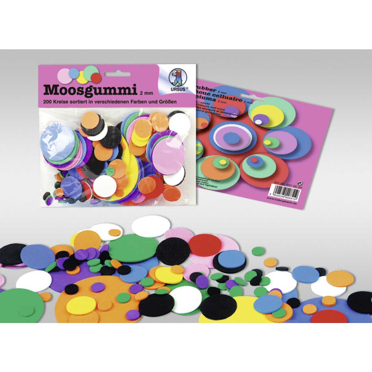 Moosgummi 2 mm "Kreise"  - 200 Stück