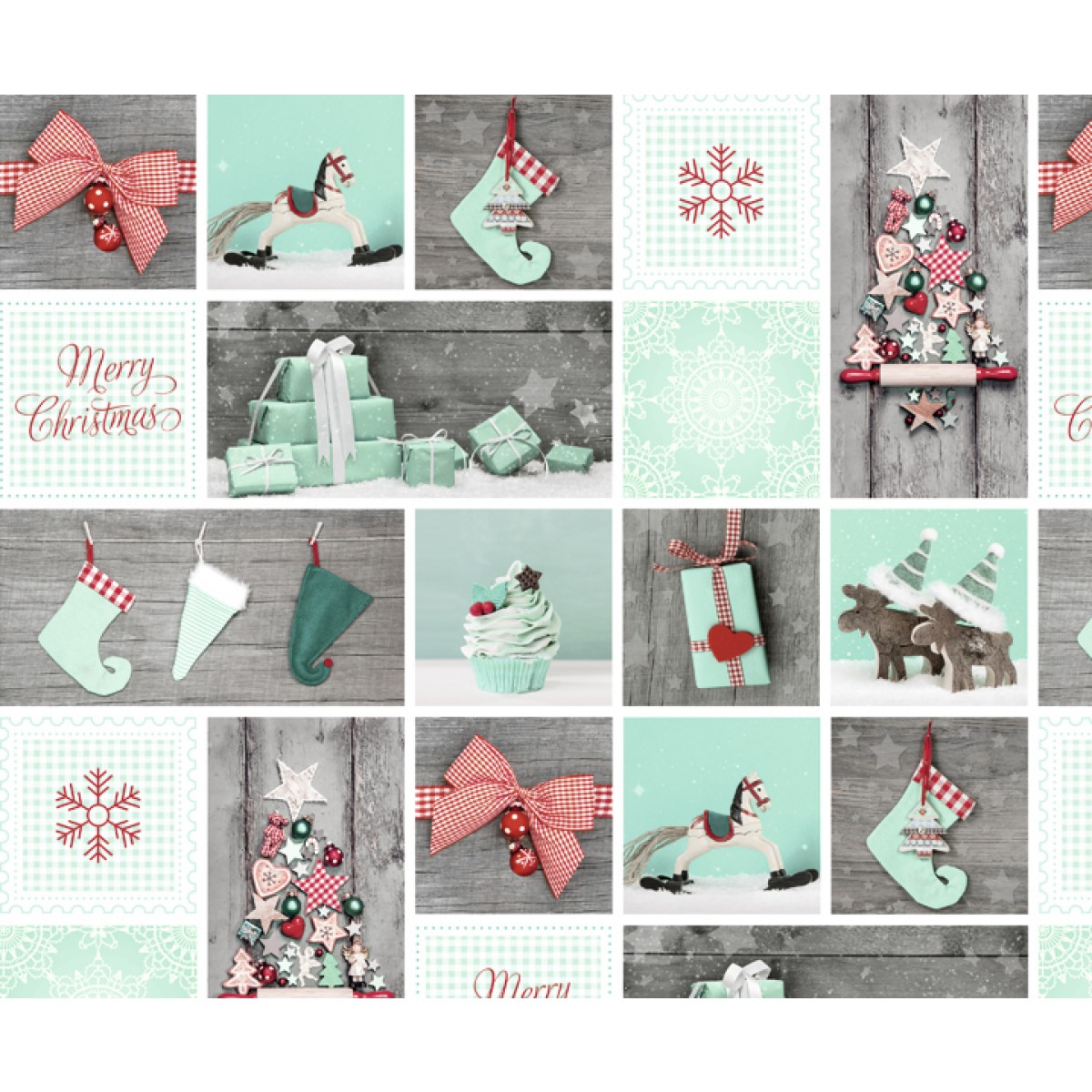 Motiv-Fotokarton 49,5 x 68 cm "Weihnachten" mint/rot