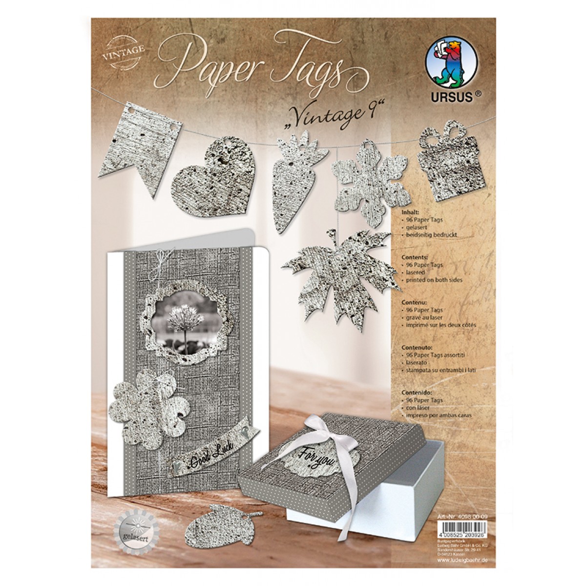 Paper Tags "Vintage 9" Beton