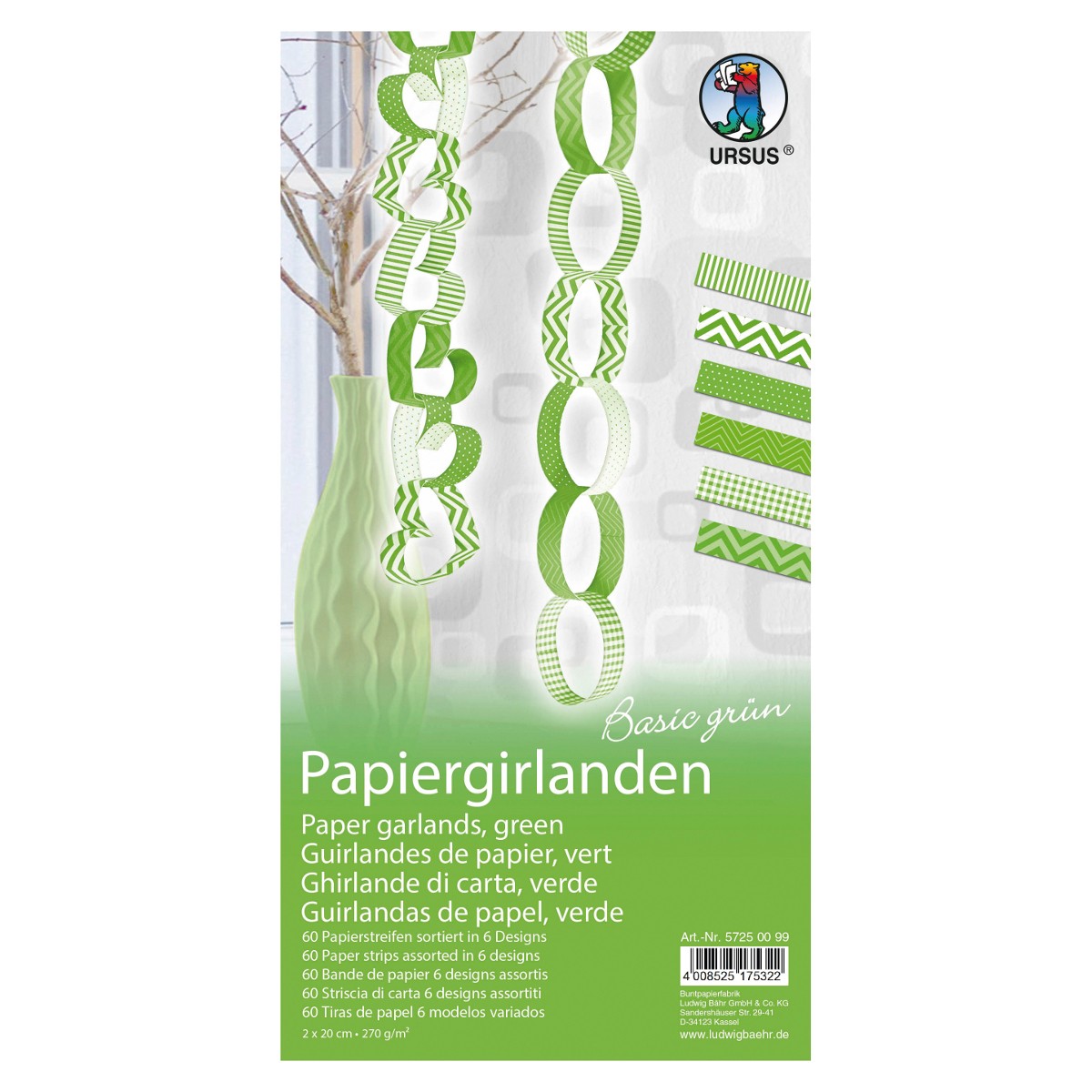 Papiergirlanden "Basic grün"