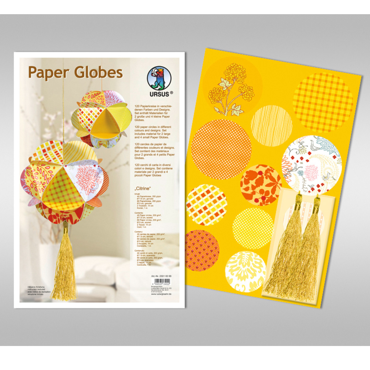 Papierkreise / Paper Globes "Citrine"