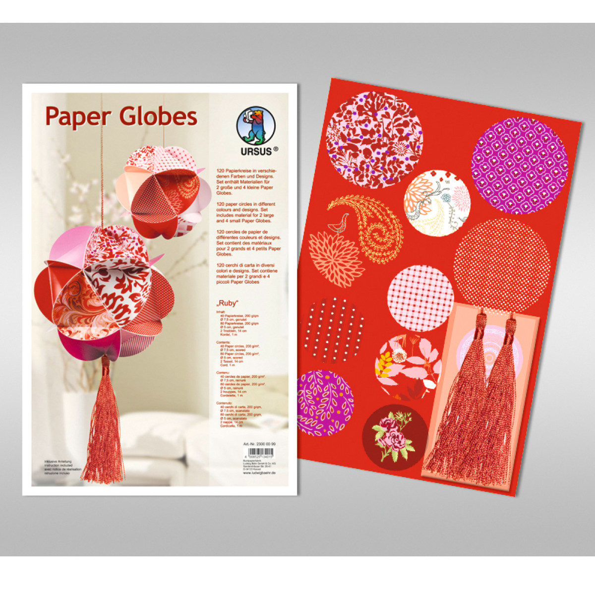 Papierkreise / Paper Globes "Ruby"