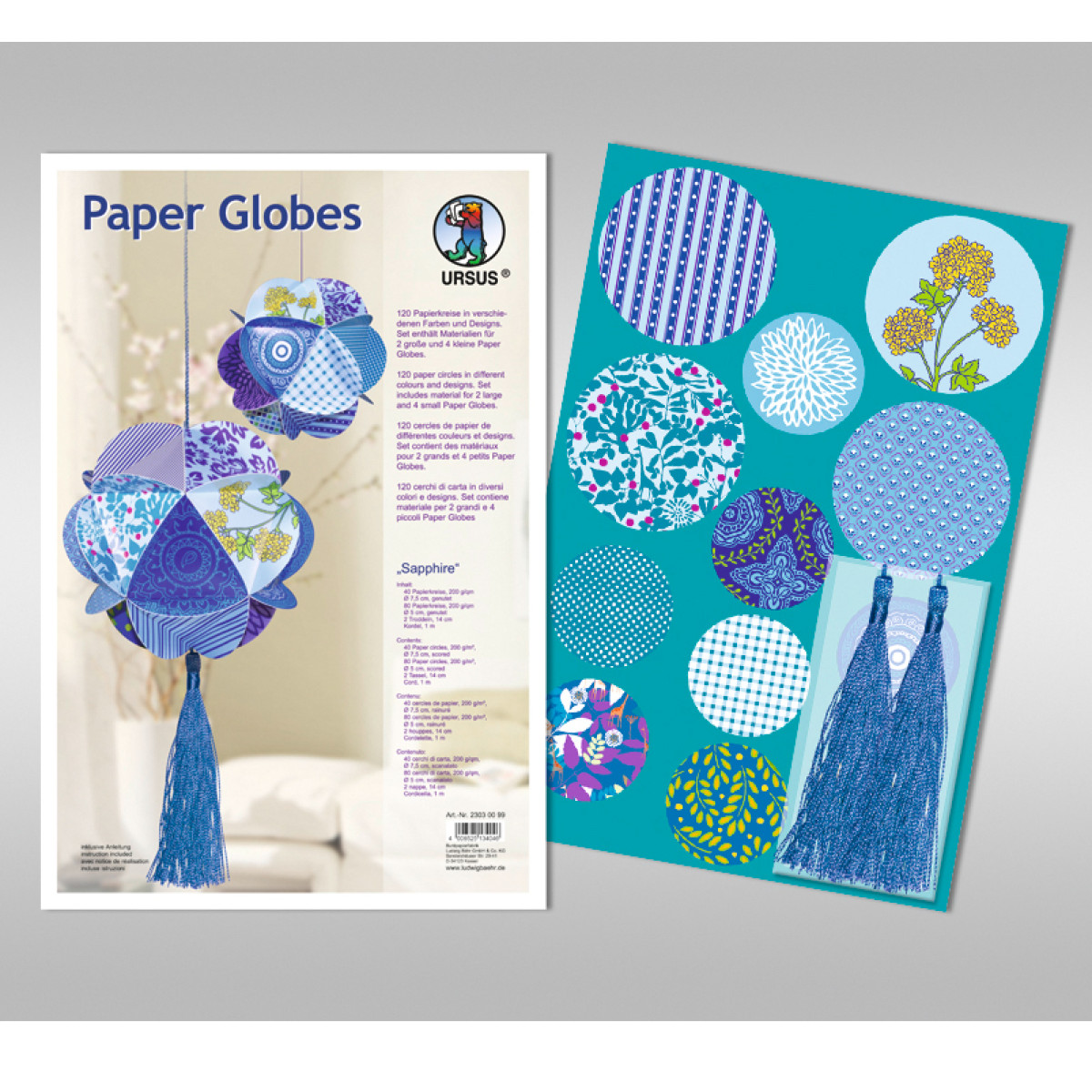Papierkreise / Paper Globes "Sapphire"