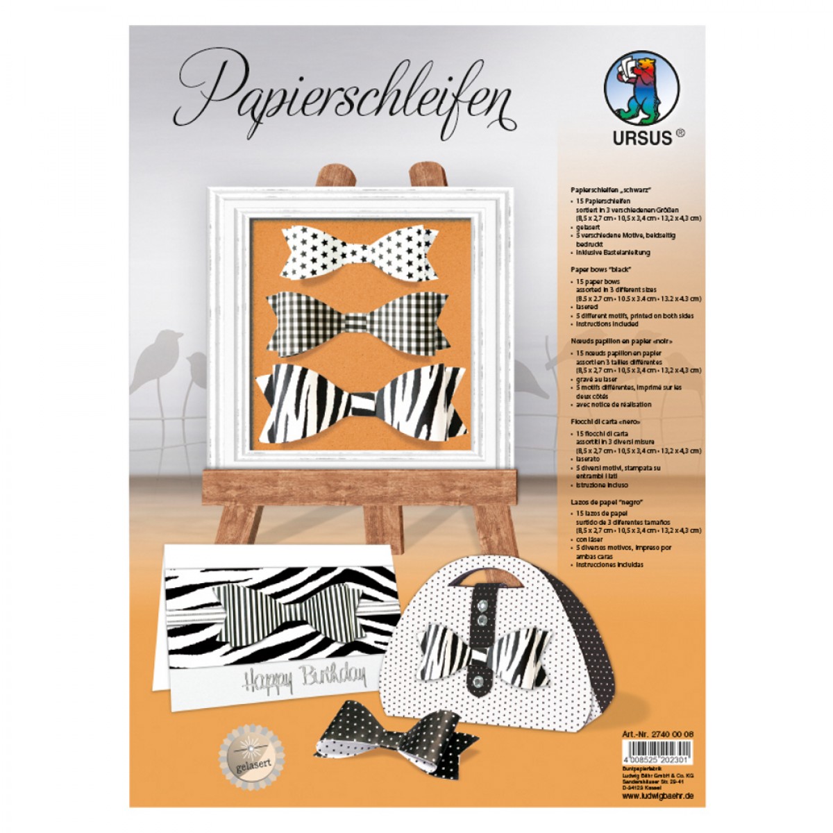 Papierschleifen schwarz aus Fotokarton