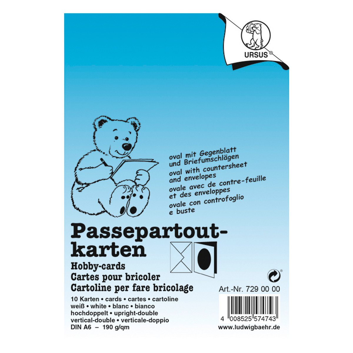 Passepartoutkarten oval DIN A6 hochdoppelt weiß - 25 Stück
