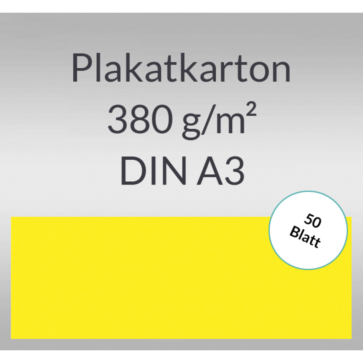 Plakatkarton 380 g/qm DIN A3 citronengelb - 50 Blatt