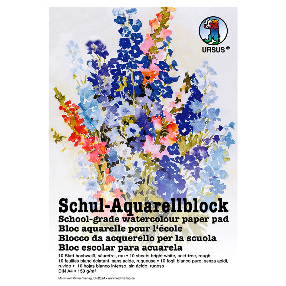 Schul-Aquarellblock 150 g/qm DIN A4 - 10 Blatt