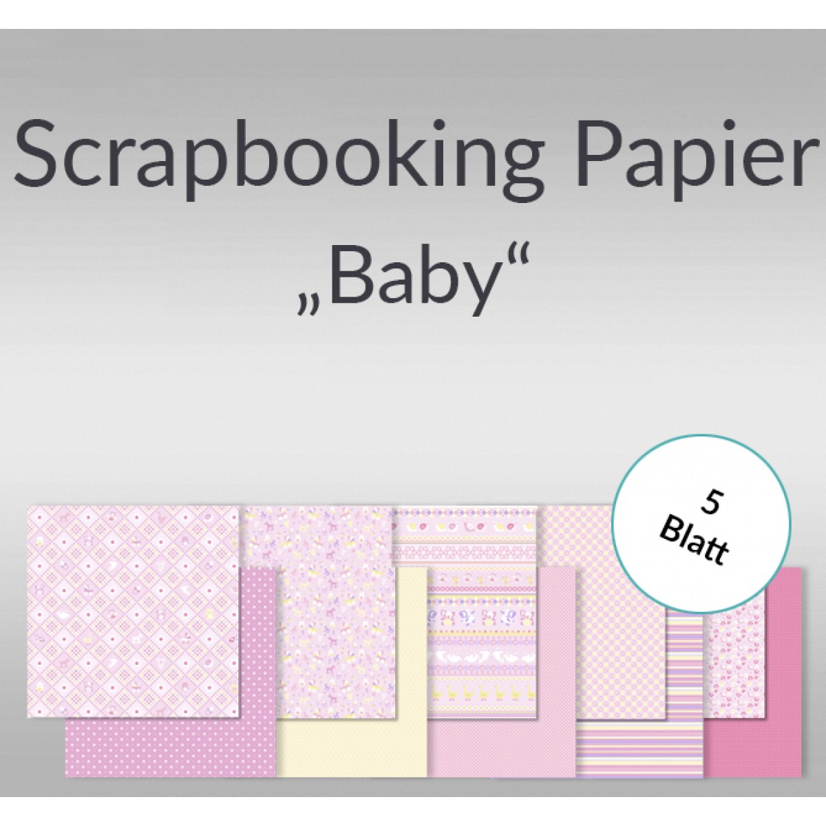 Scrapbooking Papier "Baby rosa" - 5 Blatt