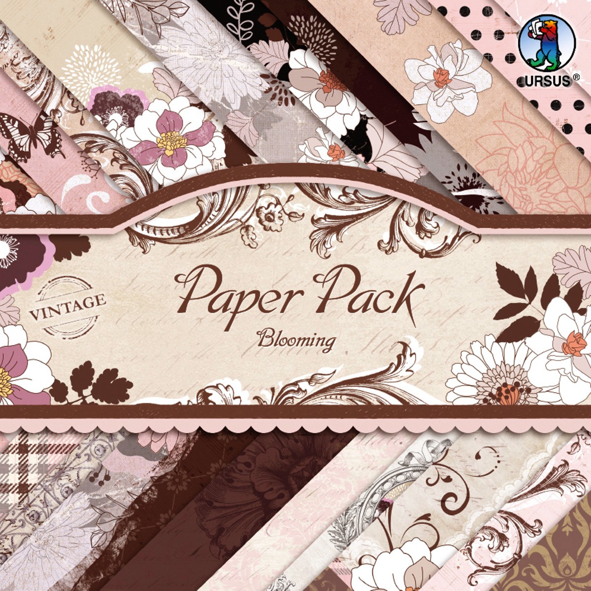 Scrapbooking Papier Block "Blooming" - 40 Blatt sortiert