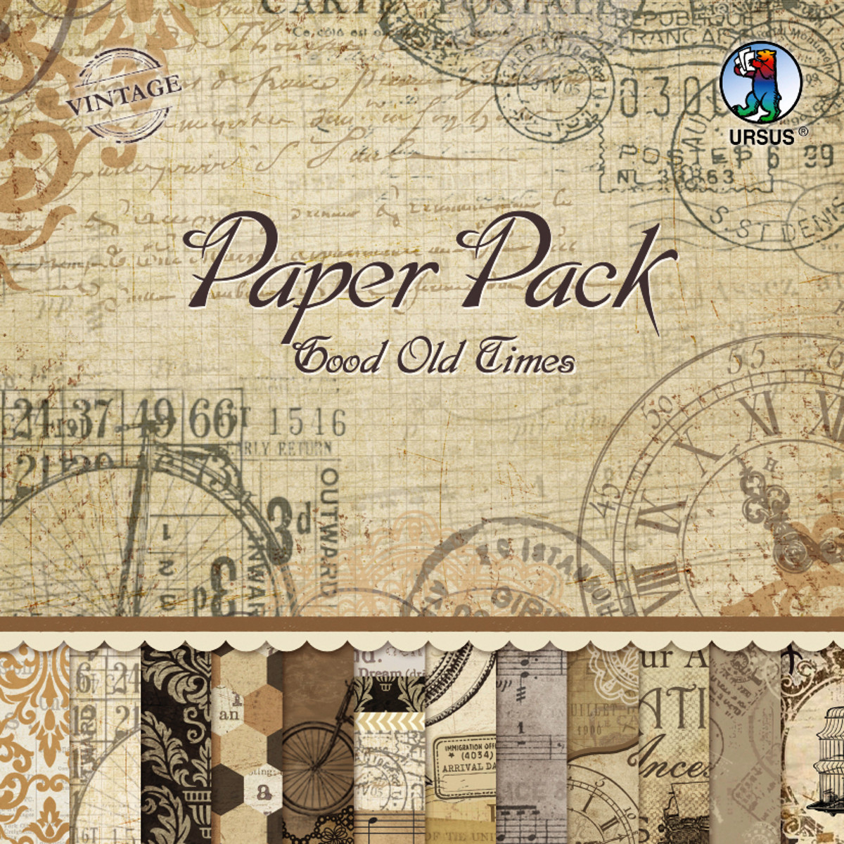 Scrapbooking Papier Block "Good Old Times" - 24 Blatt sortiert
