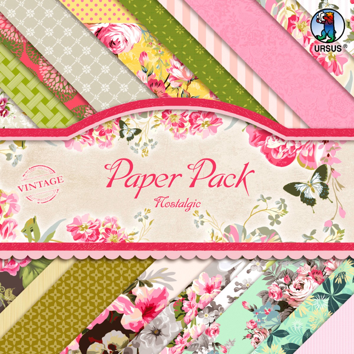 Scrapbooking Papier Block "Nostalgic" - 40 Blatt sortiert
