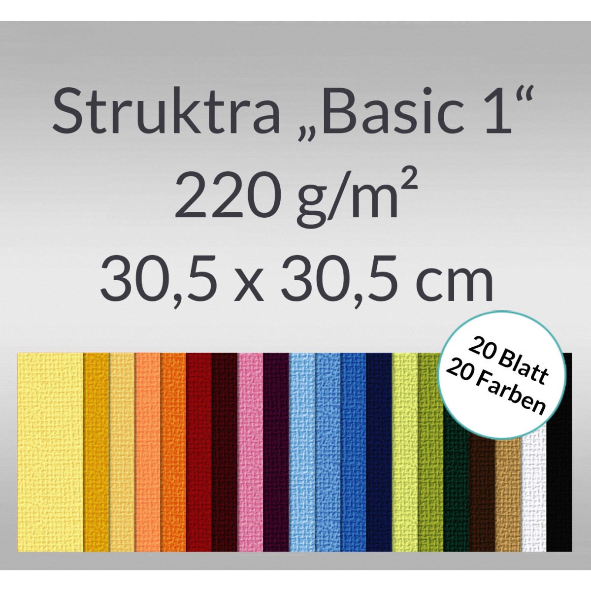 Scrapbooking Papier Block "Struktura Basic 1" - 20 Blatt sortiert