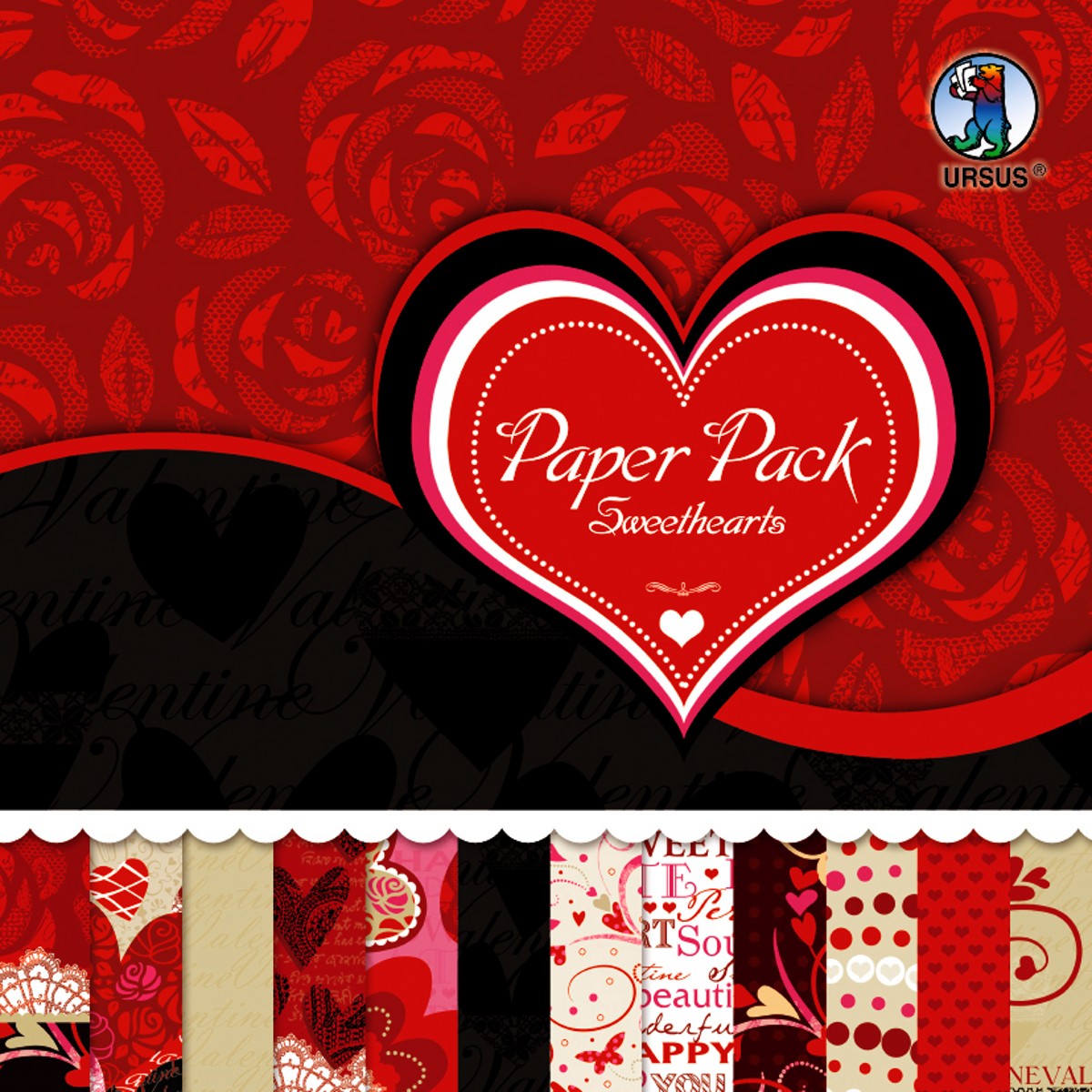 Scrapbooking Papier Block "Sweethearts" - 24 Blatt sortiert