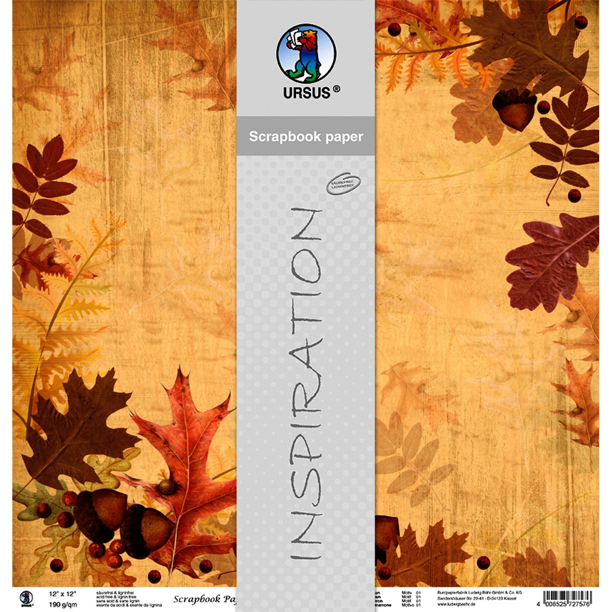 Scrapbooking Papier "Herbst" - 5 Blatt