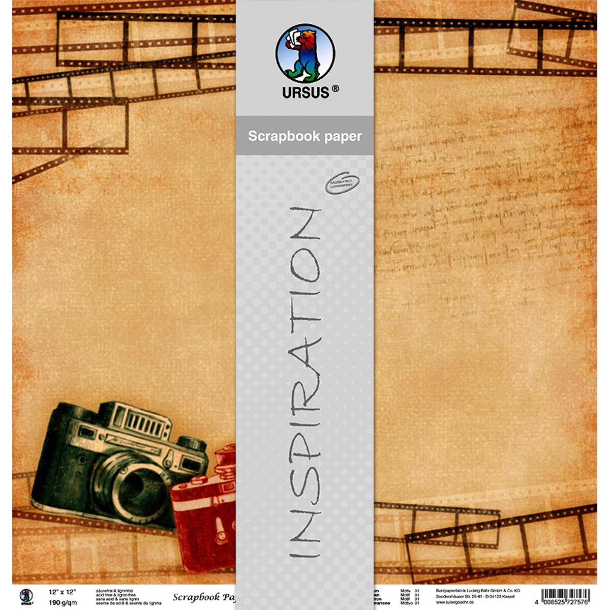 Scrapbooking Papier "Photography" - 5 Blatt