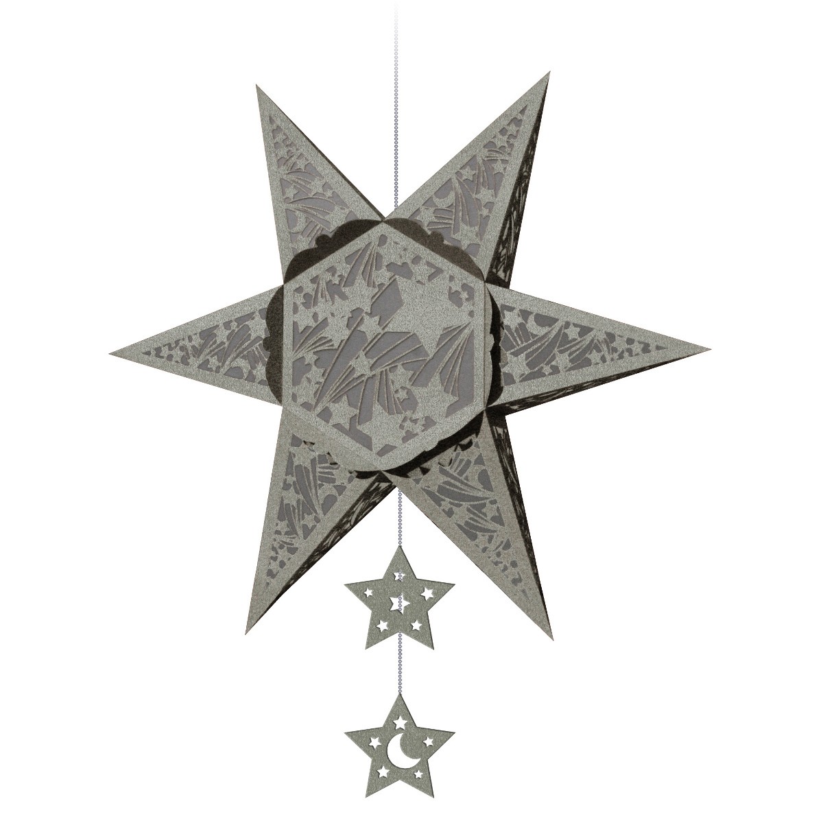 Silhouetten-Stern "Falling Stars" silber