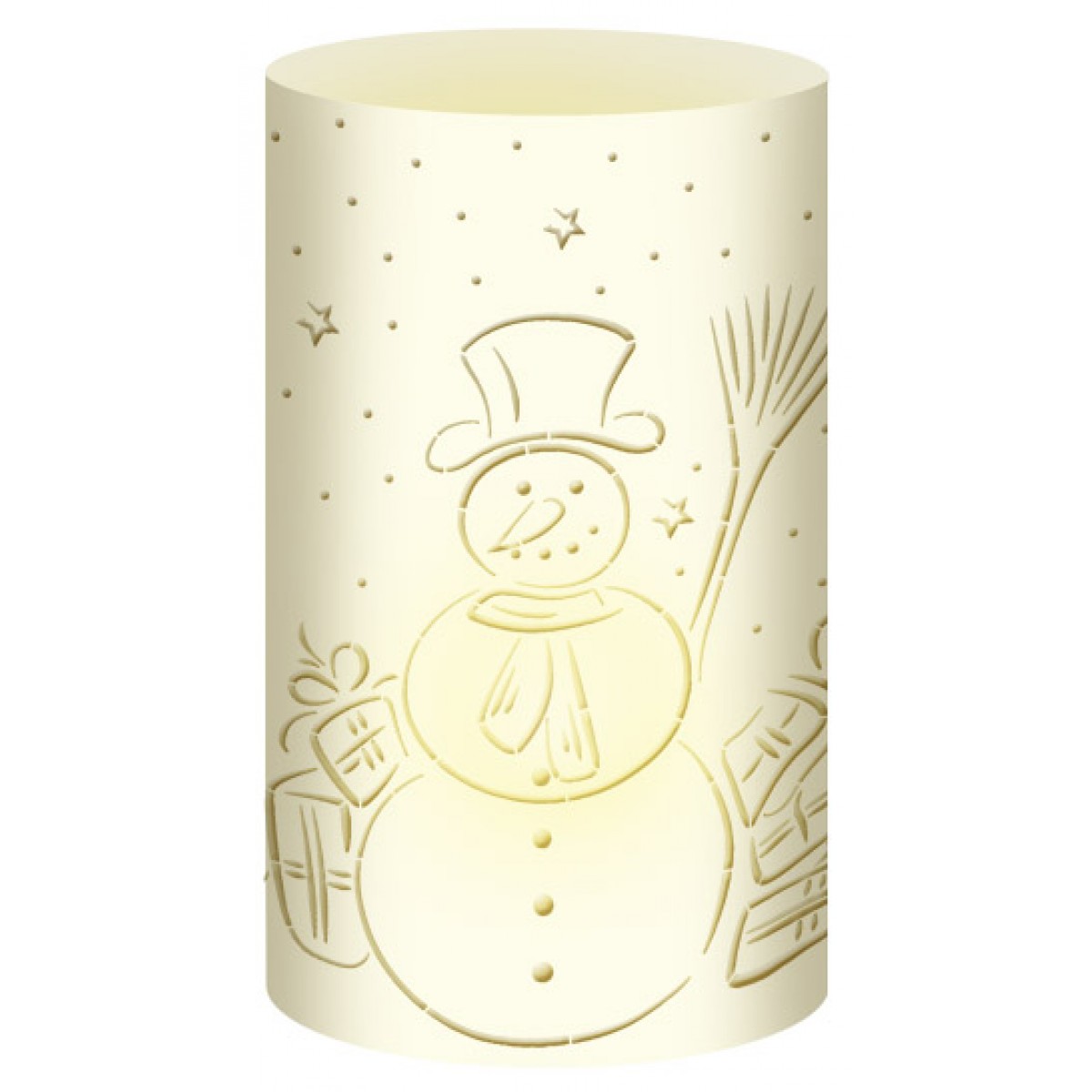 Silhouetten-Tischlichter "Filigrano" Schneemann creme - Motiv 69