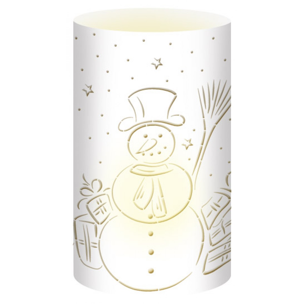 Silhouetten-Tischlichter "Filigrano" Schneemann weiß - Motiv 68