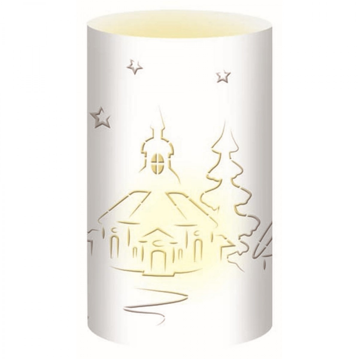 Silhouetten-Tischlichter "Filigrano" Weihnachtslandschaft 2 weiß - Motiv 59