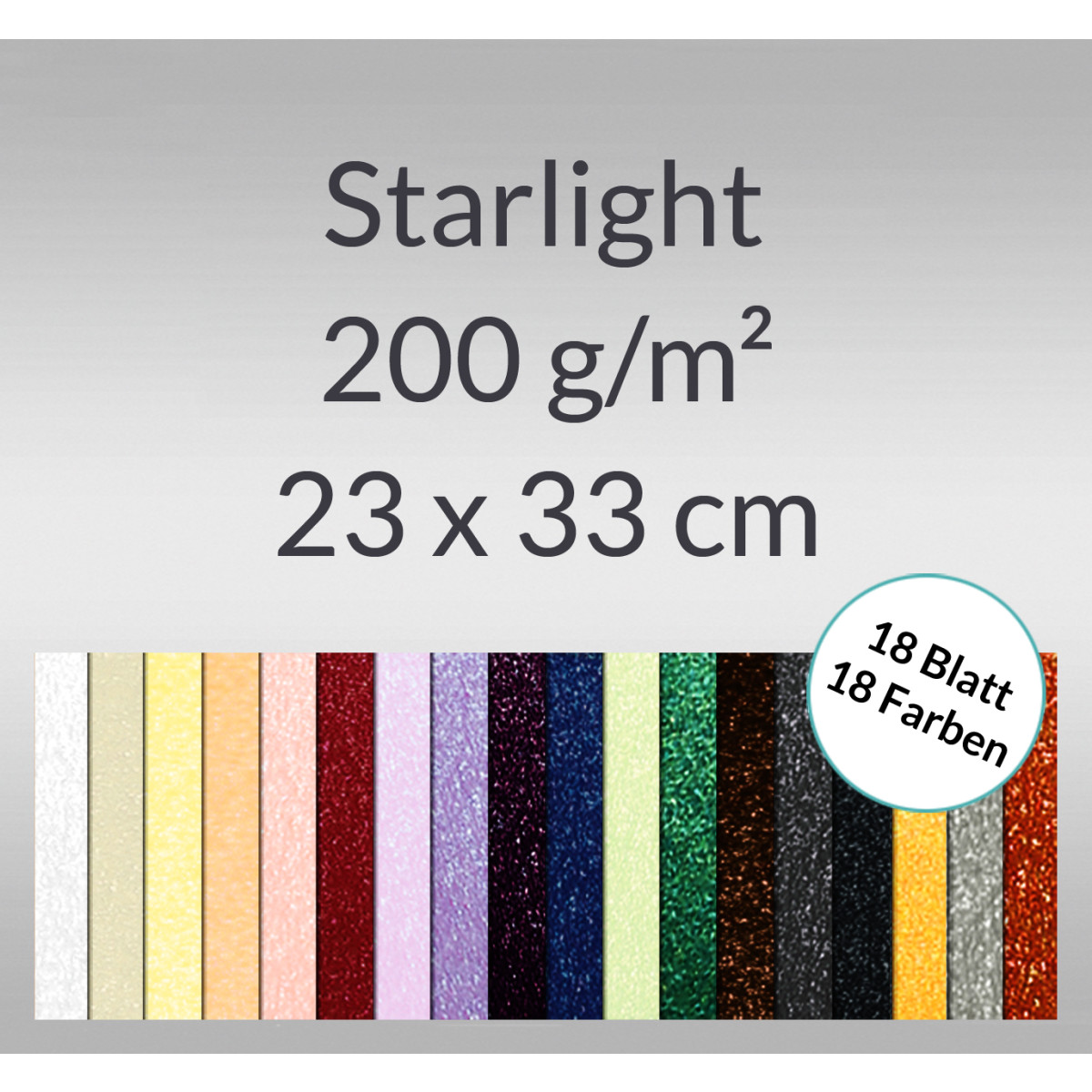 Starlight 200 g/qm 23 x 33 cm - 18 Blatt sortiert
