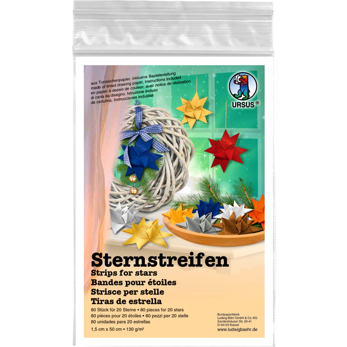 Sternstreifen "Uni" 1,5 x 50 cm - 80 Faltstreifen