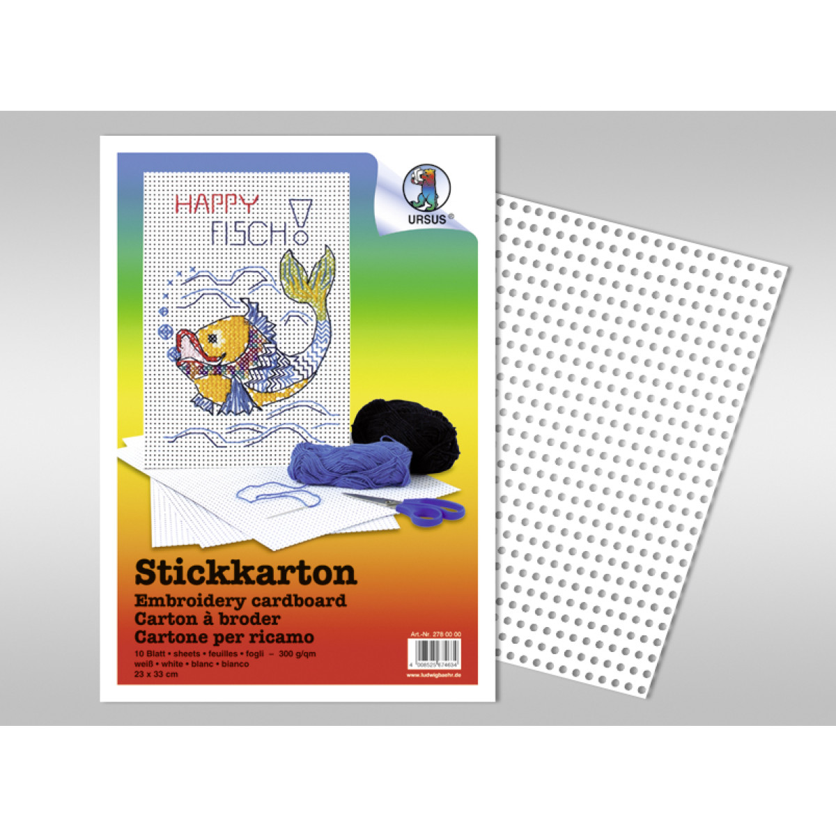 Stickkarton Happy Fisch - 10 Blatt