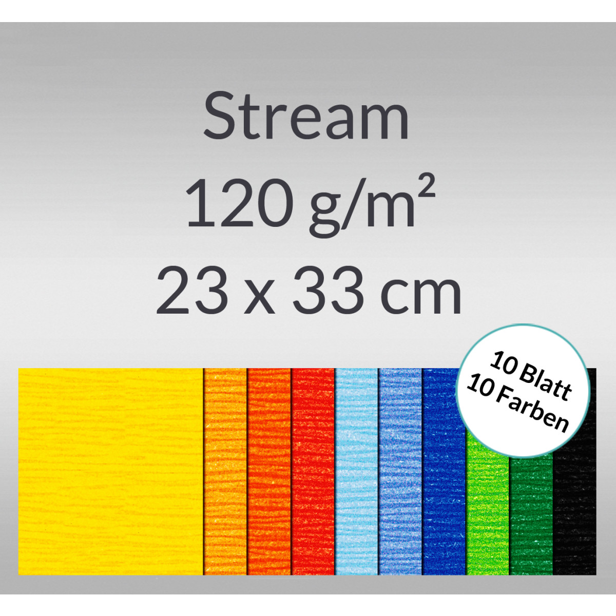 Stream 120 g/qm 23 x 33 cm - 10 Blatt sortiert