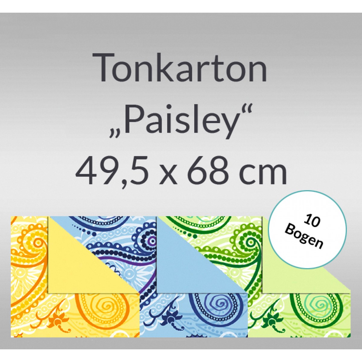 Tonkarton "Paisley" 220 g/qm 49,5 x 68 cm - 10 Bogen