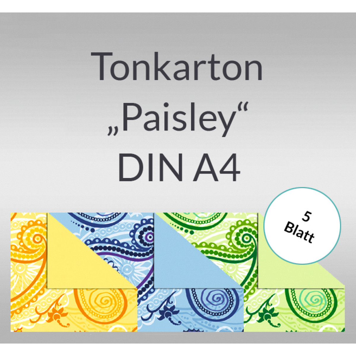 Tonkarton "Paisley" 220 g/qm DIN A4 - 5 Blatt