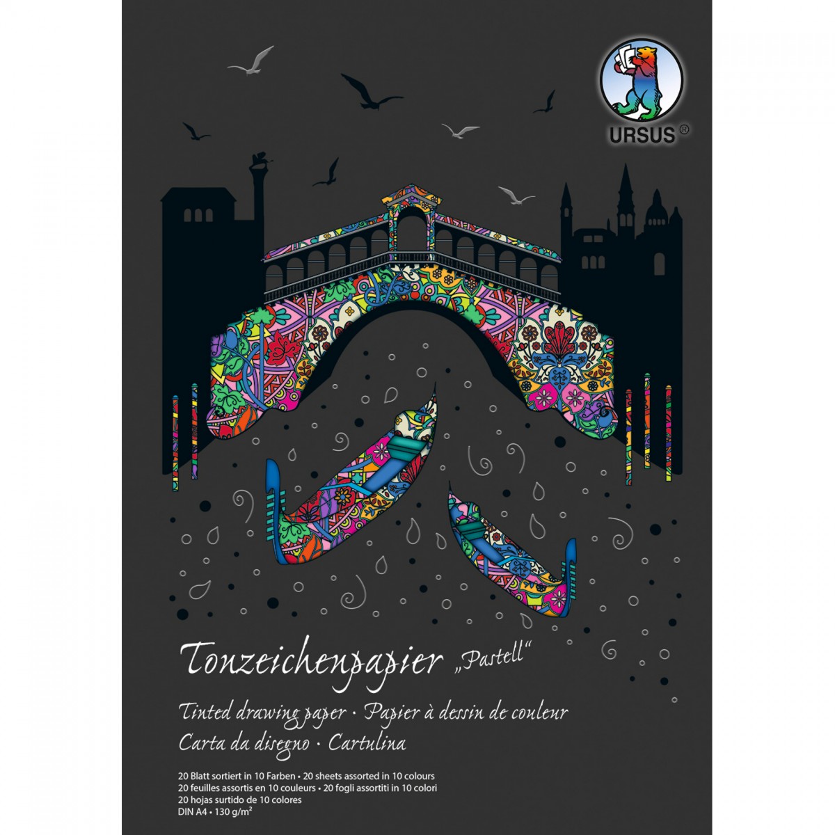 Tonzeichenpapier-Block "Sonderedition Pastell" DIN A4 - 20 Blatt sortiert