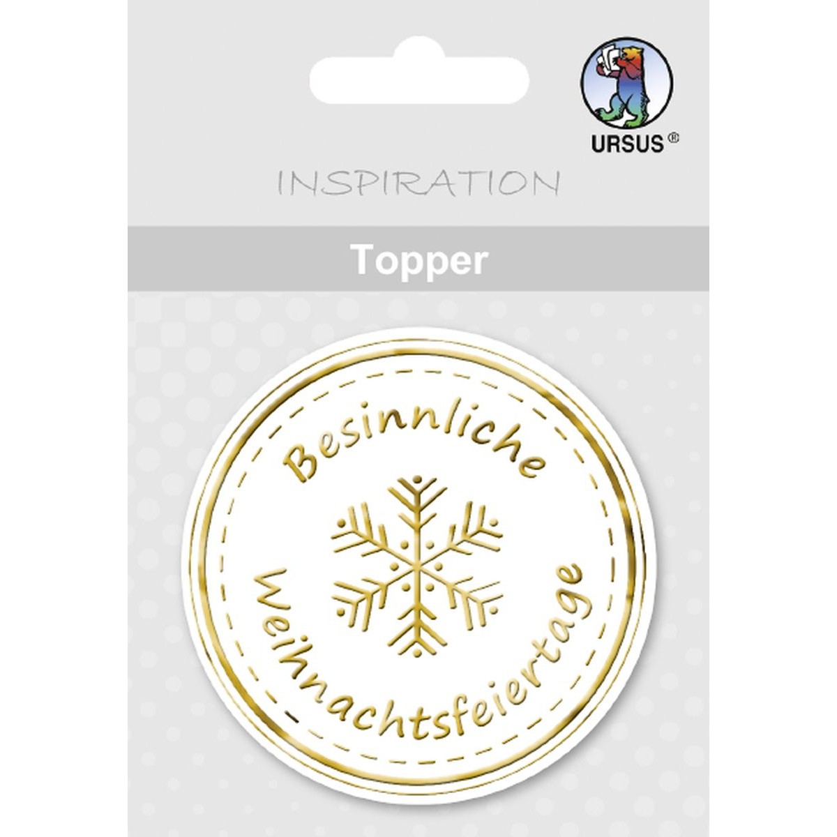 Topper "Besinnliche Weihnachtsfeiertage" weiß/gold - Motiv 13