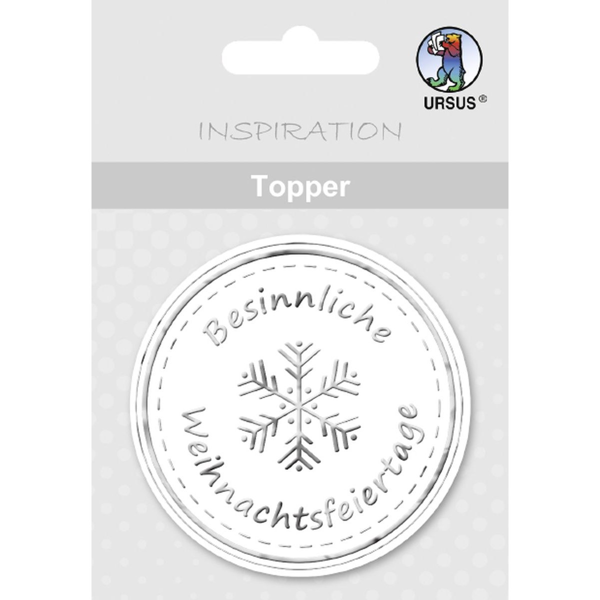 Topper "Besinnliche Weihnachtsfeiertage" weiß/silber - Motiv 13