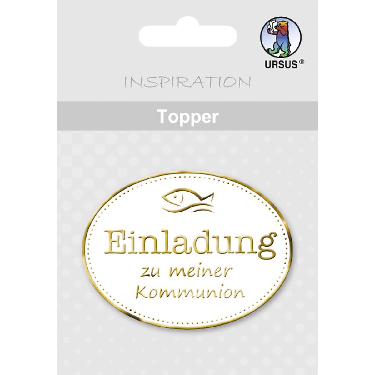 Topper "Einladung zu meiner Kommunion" weiß/gold - Motiv 09