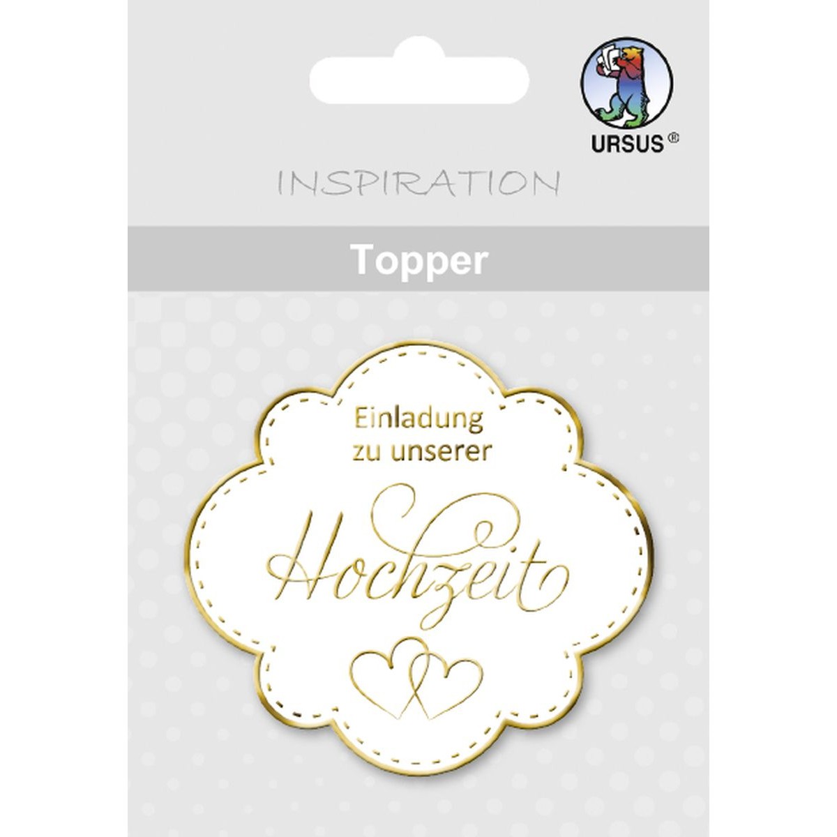 Topper "Einladung zu unserer Hochzeit" weiß/gold - Motiv 06