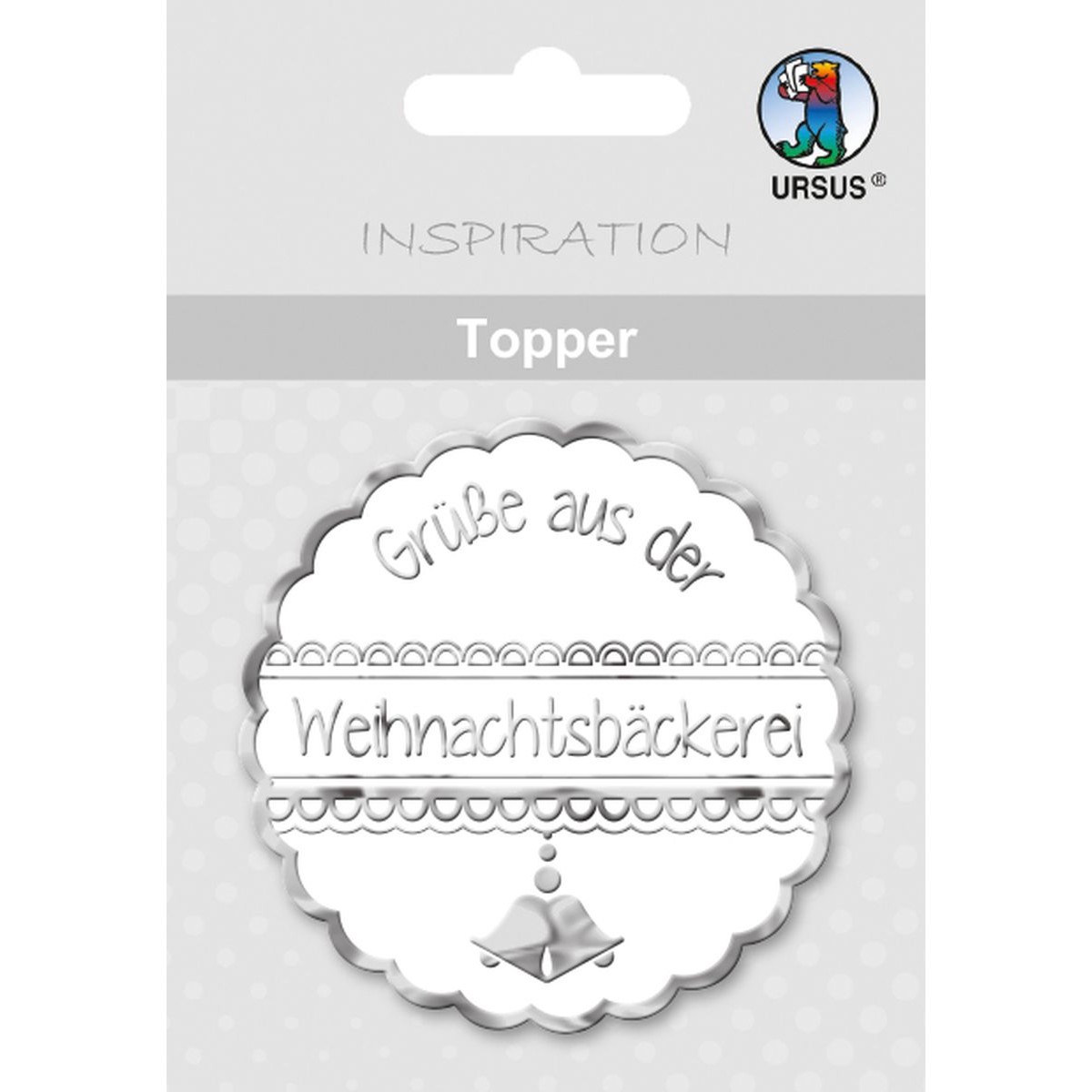 Topper "Grüße aus der Weihnachtsbäckerei" weiß/silber - Motiv 31